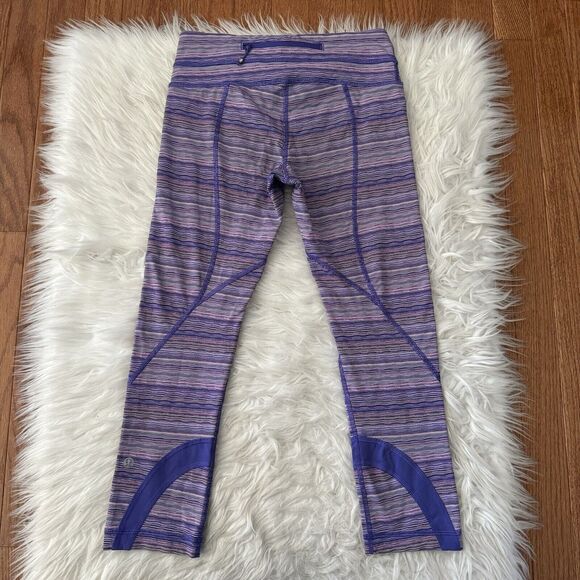 Lululemon Cropped Leggings Women’s Run Inspire Crop II Luxtreme Space Dye Size 4 - Picture 5 of 12